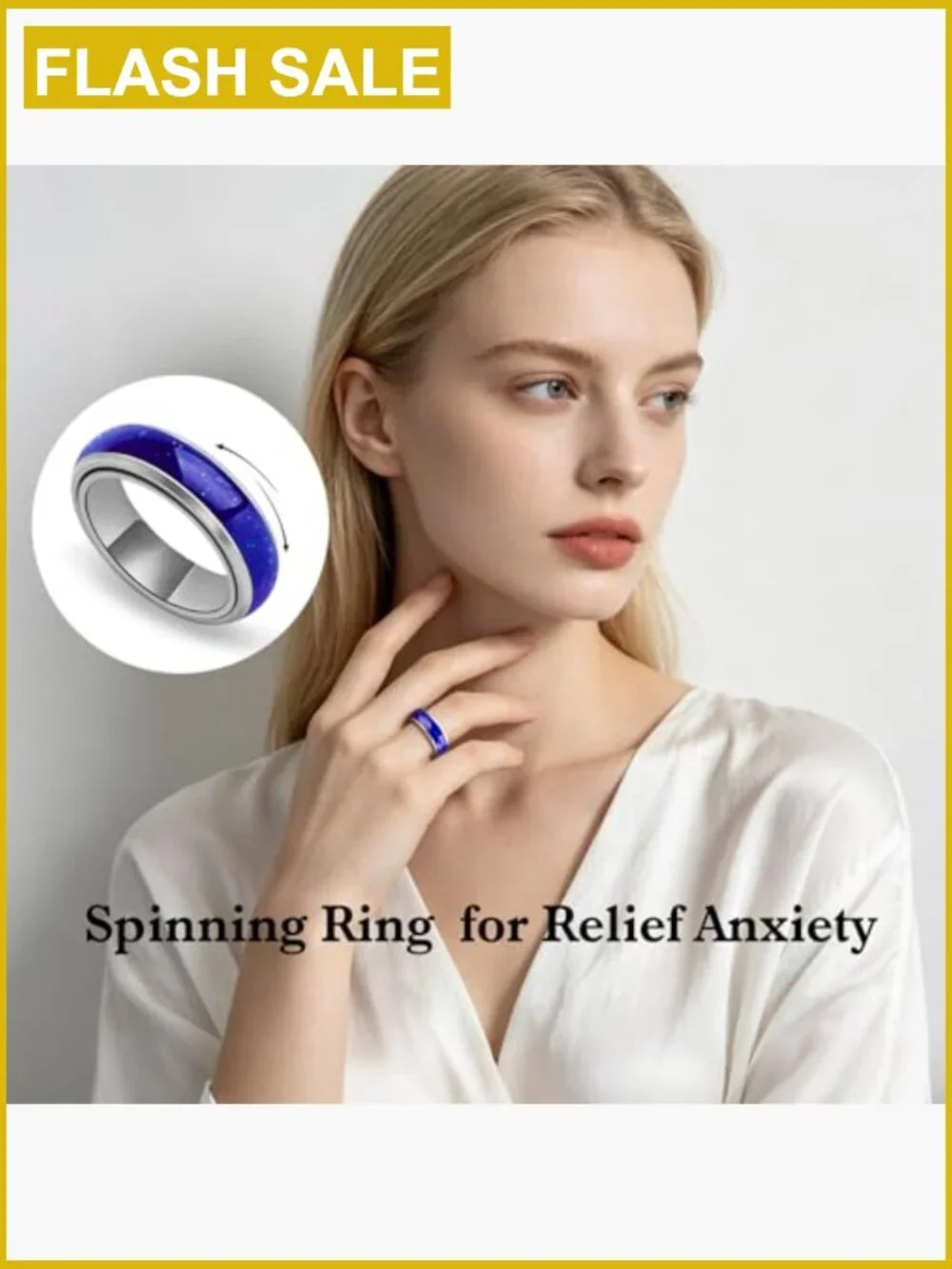 Stainless Steel Mood Fidget Spinner Ring for Anxiety Stress Relief